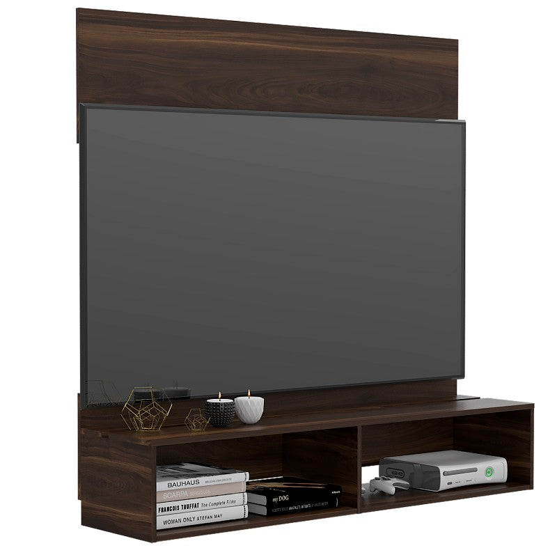 Panel TV Vassel Color Habano y Blanco Para Sala De Estar